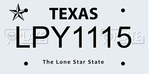 LPY1115 Texas License Plate