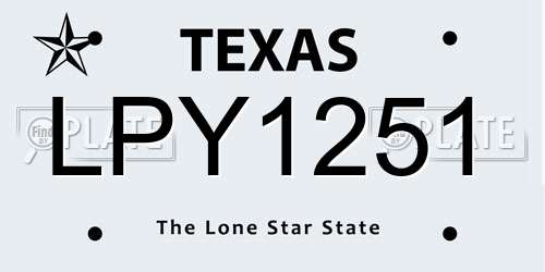 LPY1251 Texas License Plate