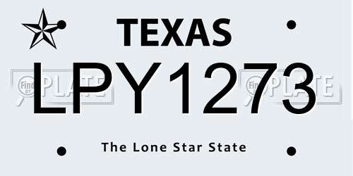 LPY1273 Texas License Plate