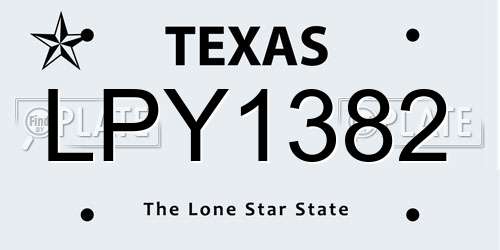 LPY1382 Texas License Plate