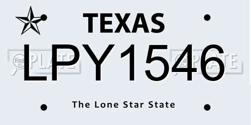 LPY1546 Texas License Plate
