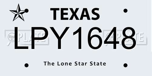 LPY1648 Texas License Plate