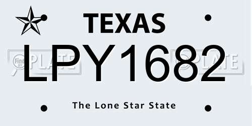 LPY1682 Texas License Plate