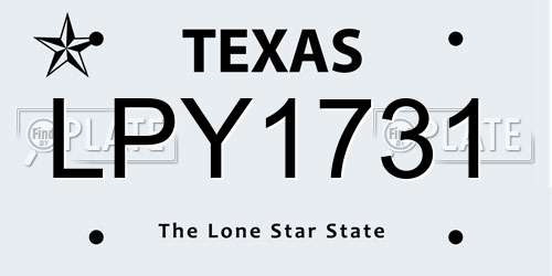 LPY1731 Texas License Plate