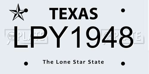 LPY1948 Texas License Plate