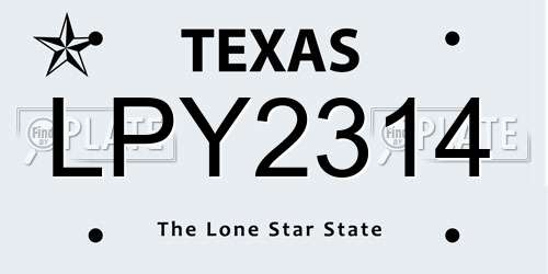LPY2314 Texas License Plate