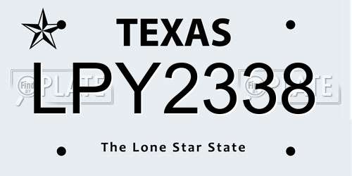 LPY2338 Texas License Plate