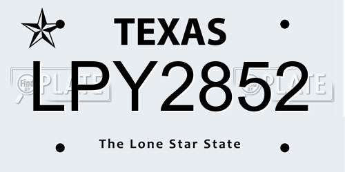 LPY2852 Texas License Plate