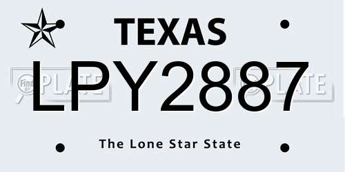 LPY2887 Texas License Plate