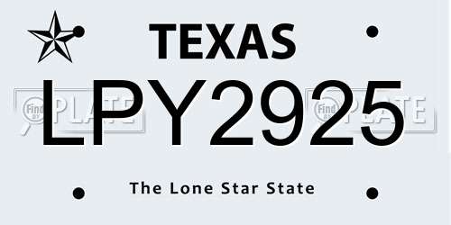 LPY2925 Texas License Plate