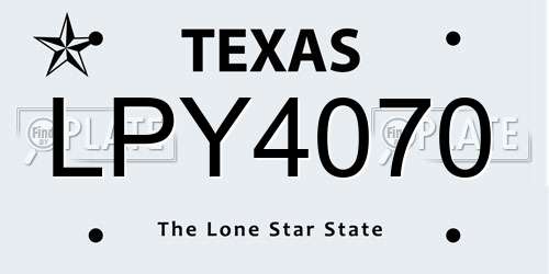LPY4070 Texas License Plate