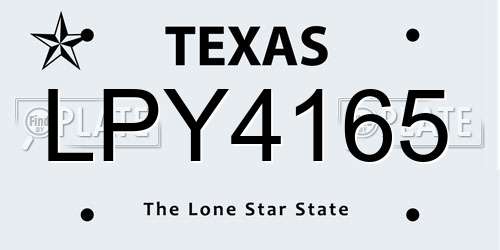 LPY4165 Texas License Plate