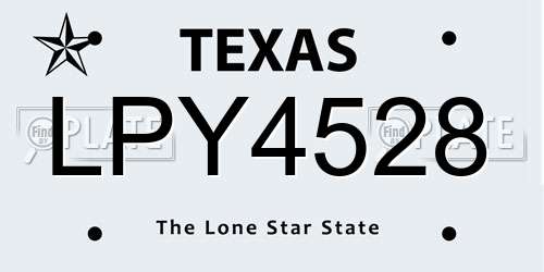LPY4528 Texas License Plate