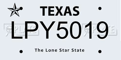 LPY5019 Texas License Plate
