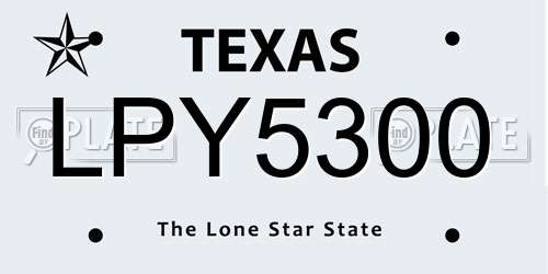 LPY5300 Texas License Plate