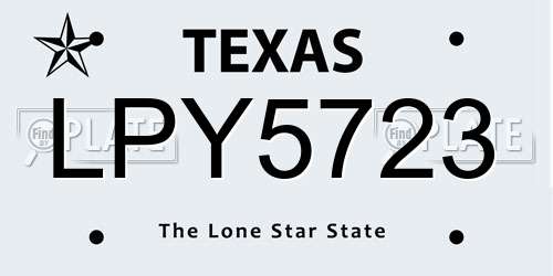 LPY5723 Texas License Plate