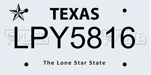 LPY5816 Texas License Plate