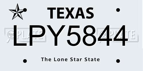 LPY5844 Texas License Plate