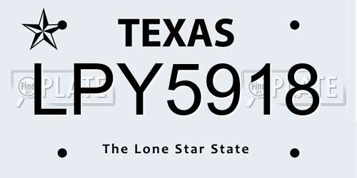 LPY5918 Texas License Plate