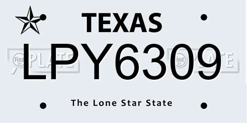 LPY6309 Texas License Plate