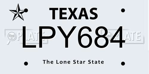 LPY684 Texas License Plate