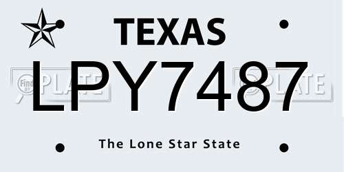 LPY7487 Texas License Plate
