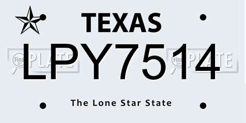 LPY7514 Texas License Plate