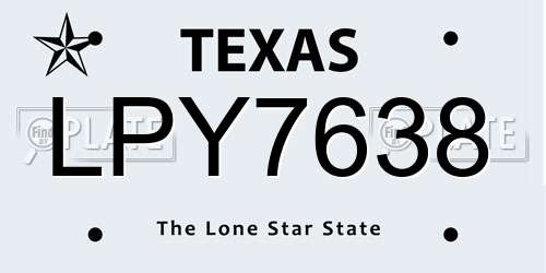 LPY7638 Texas License Plate