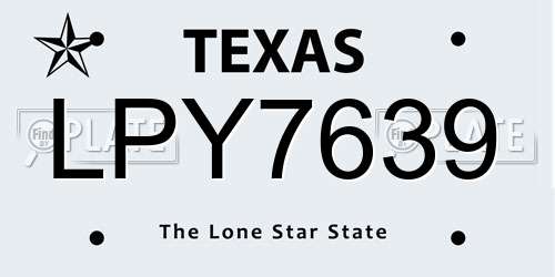 LPY7639 Texas License Plate