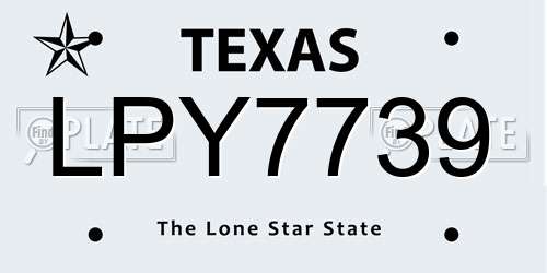 LPY7739 Texas License Plate