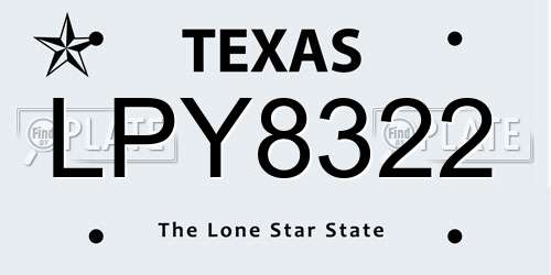 LPY8322 Texas License Plate