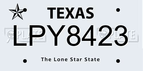 LPY8423 Texas License Plate