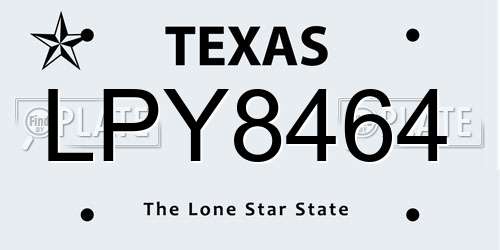 LPY8464 Texas License Plate