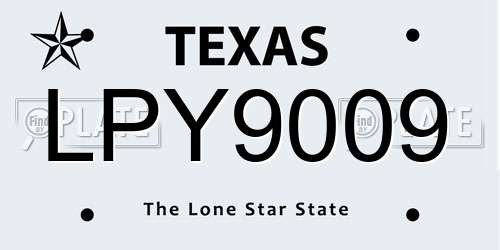 LPY9009 Texas License Plate