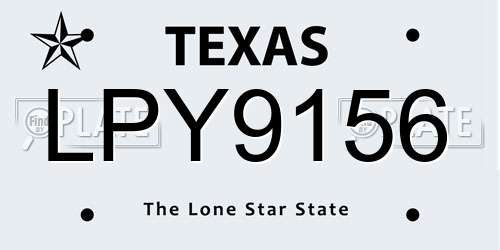 LPY9156 Texas License Plate