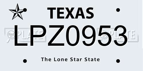 LPZ0953 Texas License Plate