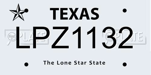 LPZ1132 Texas License Plate