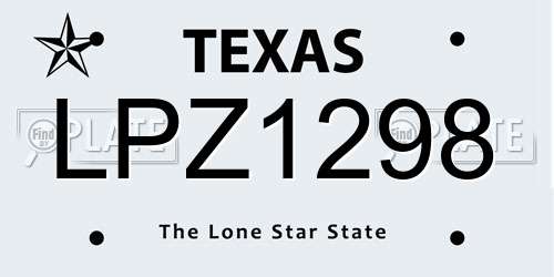 LPZ1298 Texas License Plate