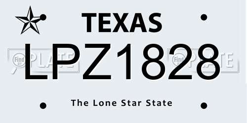 LPZ1828 Texas License Plate