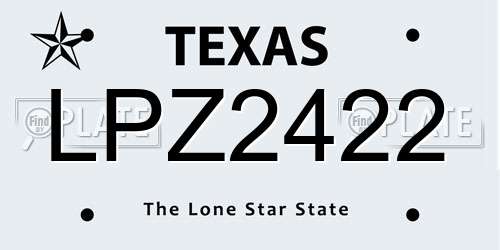 LPZ2422 Texas License Plate