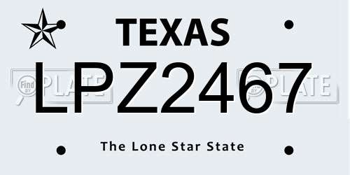 LPZ2467 Texas License Plate