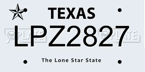 LPZ2827 Texas License Plate
