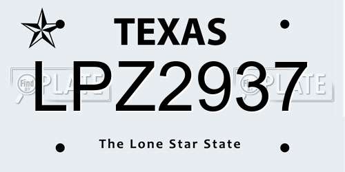 LPZ2937 Texas License Plate