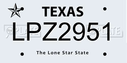 LPZ2951 Texas License Plate