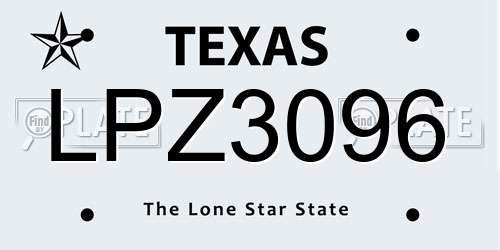 LPZ3096 Texas License Plate