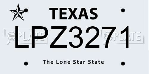 LPZ3271 Texas License Plate