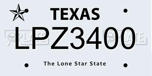 LPZ3400 Texas License Plate