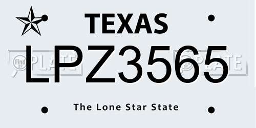 LPZ3565 Texas License Plate