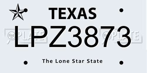LPZ3873 Texas License Plate
