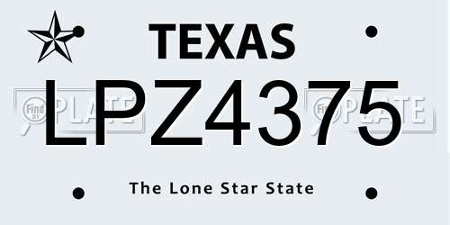 LPZ4375 Texas License Plate